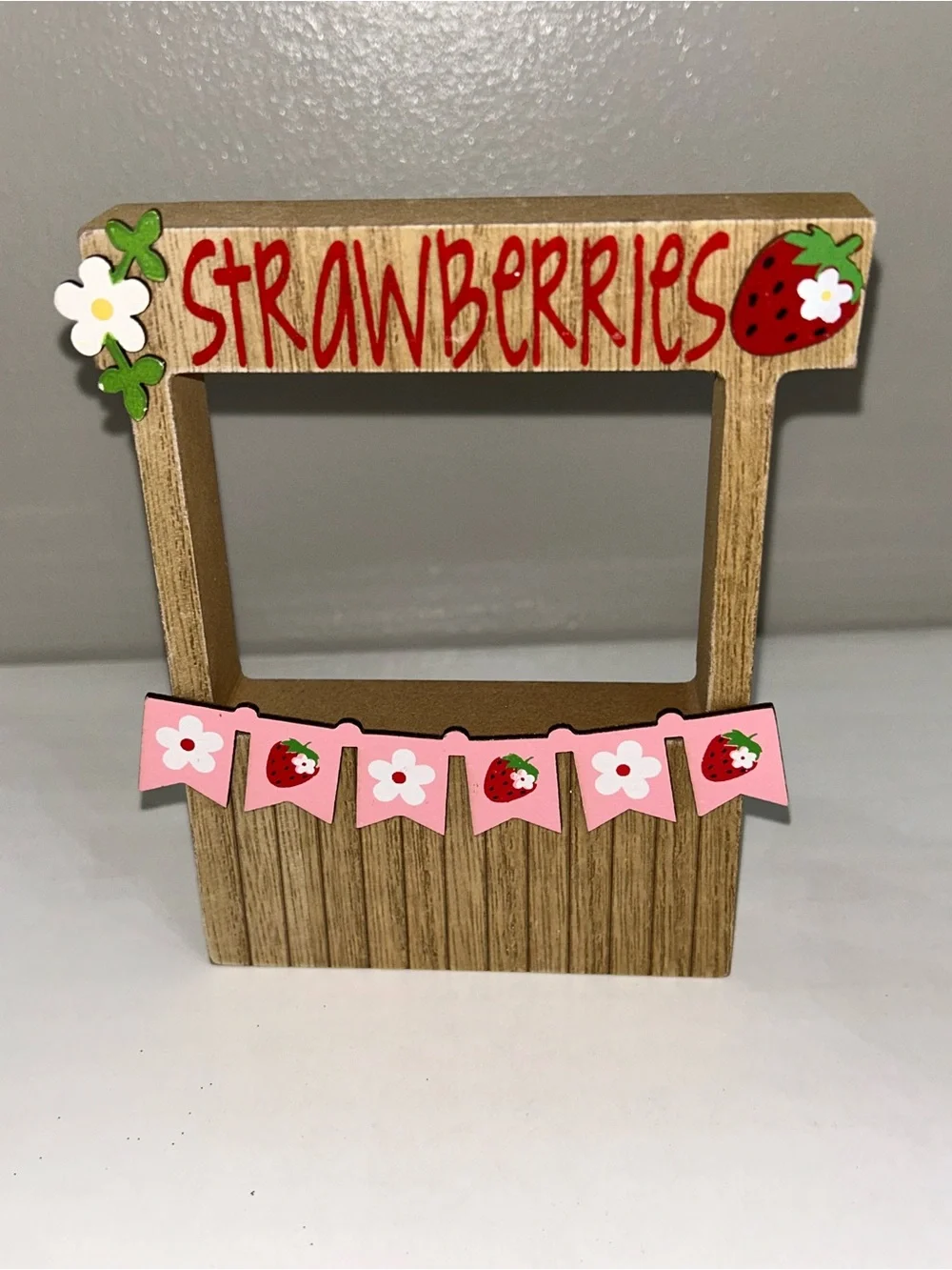 The Spring Shop Strawberry Party Wooden Decor Set - Red, Pink, Green, White